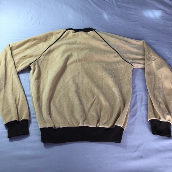 Vintage 1970s Velour Top Kids Size Medium Cream V Neck Long Sleeve Shirt Retro - Picture 8 of 9